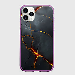 Чехол iPhone 11 Pro матовый Серая текстура с золотым изломом