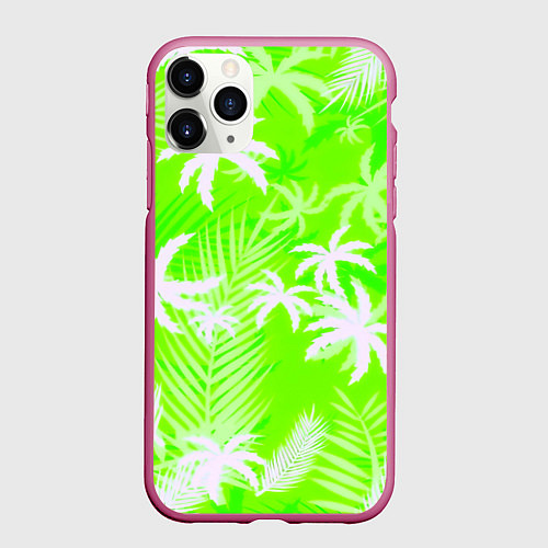 Чехол iPhone 11 Pro матовый Кислотные тропики / 3D-Малиновый – фото 1