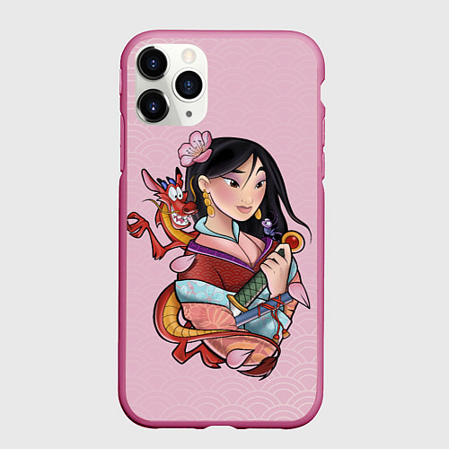 Чехол iPhone 11 Pro матовый Красивая Мулан и Мушу - big pictures / 3D-Малиновый – фото 1
