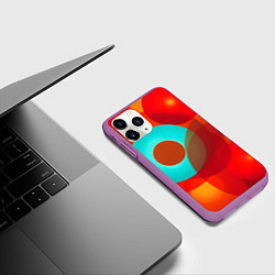 Чехол iPhone 11 Pro матовый Оптическая абстракция с кругами, цвет: 3D-фиолетовый — фото 2