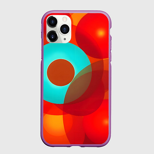 Чехол iPhone 11 Pro матовый Оптическая абстракция с кругами / 3D-Фиолетовый – фото 1