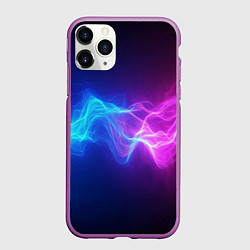Чехол iPhone 11 Pro матовый Звуковая волна неоновый узор, цвет: 3D-фиолетовый