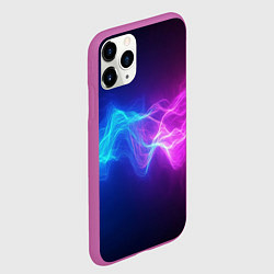 Чехол iPhone 11 Pro матовый Звуковая волна неоновый узор, цвет: 3D-фиолетовый — фото 2