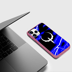 Чехол iPhone 11 Pro матовый Quake молнии шторм, цвет: 3D-малиновый — фото 2