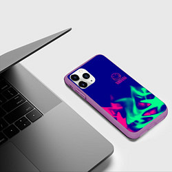 Чехол iPhone 11 Pro матовый Nirvana fire neon, цвет: 3D-фиолетовый — фото 2