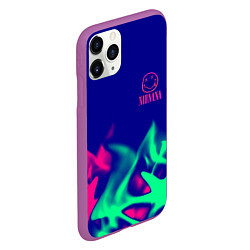 Чехол iPhone 11 Pro матовый Nirvana fire neon, цвет: 3D-фиолетовый — фото 2