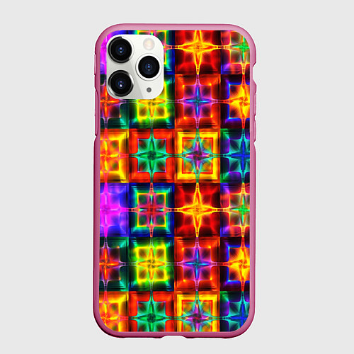 Чехол iPhone 11 Pro матовый Неоновое стекло абстракция / 3D-Малиновый – фото 1