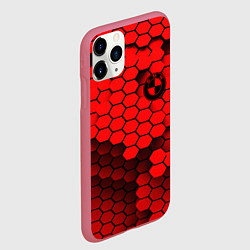 Чехол iPhone 11 Pro матовый BMW карбоновая абстракция, цвет: 3D-малиновый — фото 2