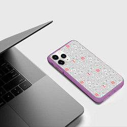 Чехол iPhone 11 Pro матовый Серые будни и красные выходные иероглифами, цвет: 3D-фиолетовый — фото 2