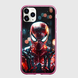 Чехол iPhone 11 Pro матовый Человек-паук и вспышки света