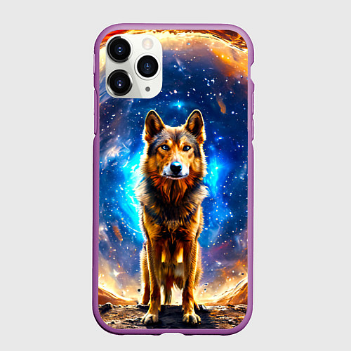 Чехол iPhone 11 Pro матовый Волкодав в космосе / 3D-Фиолетовый – фото 1