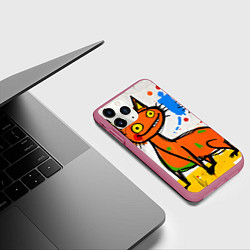 Чехол iPhone 11 Pro матовый Смешные зверята, цвет: 3D-малиновый — фото 2
