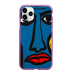 Чехол iPhone 11 Pro матовый Арт с лицами, цвет: 3D-фиолетовый