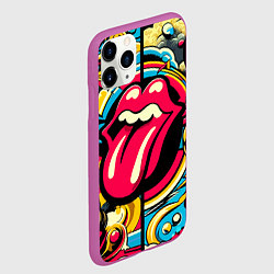 Чехол iPhone 11 Pro матовый Rolling Stones logo - pop art pattern, цвет: 3D-фиолетовый — фото 2