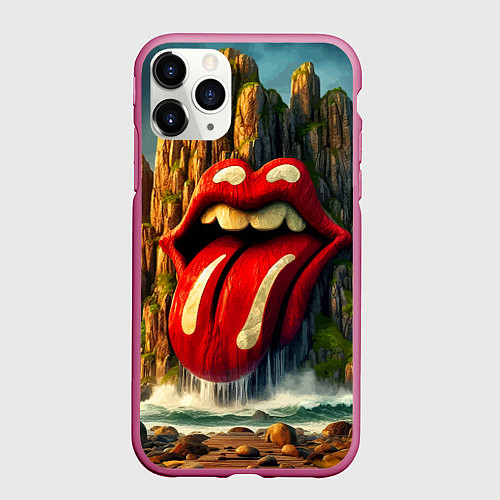 Чехол iPhone 11 Pro матовый Rolling Stones - sea rocks / 3D-Малиновый – фото 1