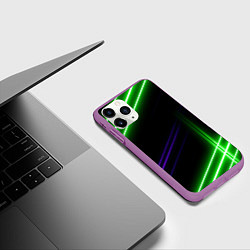 Чехол iPhone 11 Pro матовый Green pink purple line, цвет: 3D-фиолетовый — фото 2