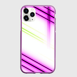 Чехол iPhone 11 Pro матовый Green white pink line, цвет: 3D-фиолетовый