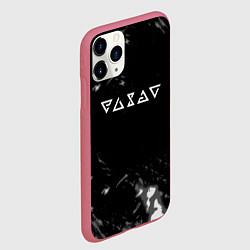 Чехол iPhone 11 Pro матовый Ведьмак лого серые краски, цвет: 3D-малиновый — фото 2