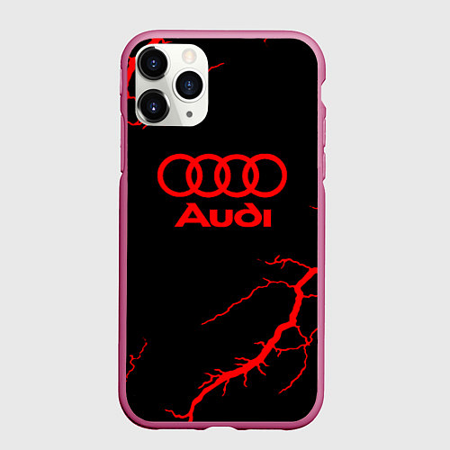 Чехол iPhone 11 Pro матовый Audi storm / 3D-Малиновый – фото 1