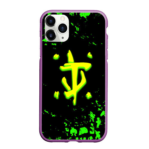 Чехол iPhone 11 Pro матовый Doom x fallout кислотное лого / 3D-Фиолетовый – фото 1