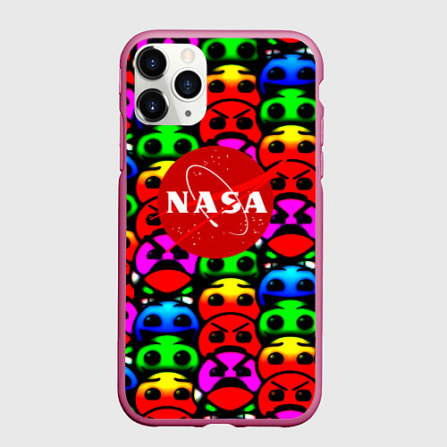 Чехол iPhone 11 Pro матовый NASA smile / 3D-Малиновый – фото 1