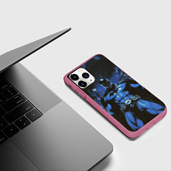 Чехол iPhone 11 Pro матовый Бэтмен синий город, цвет: 3D-малиновый — фото 2