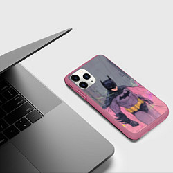 Чехол iPhone 11 Pro матовый Бэтмен с розовым плащом, цвет: 3D-малиновый — фото 2