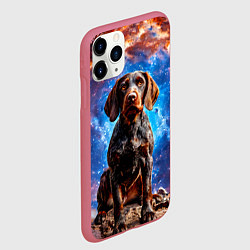 Чехол iPhone 11 Pro матовый Дратхаар в космосе, цвет: 3D-малиновый — фото 2