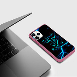 Чехол iPhone 11 Pro матовый Doom молнии неоновые, цвет: 3D-малиновый — фото 2