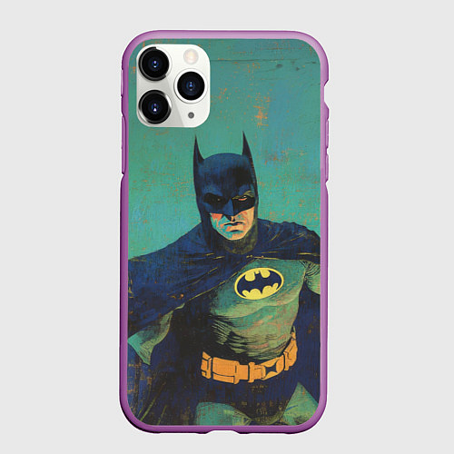 Чехол iPhone 11 Pro матовый Злой Бэтмен / 3D-Фиолетовый – фото 1