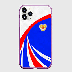 Чехол iPhone 11 Pro матовый Герб России - цвета флага