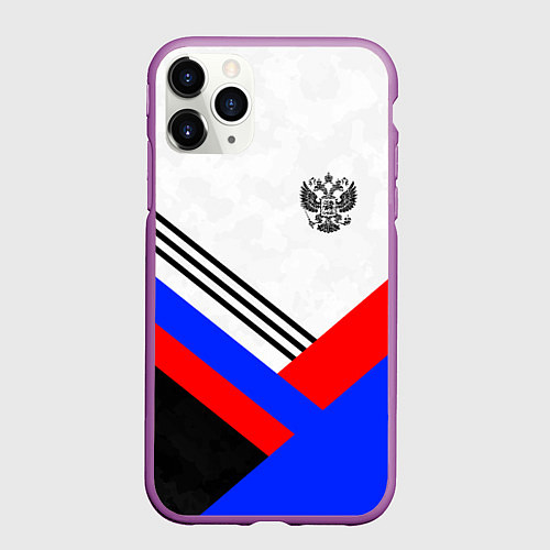 Чехол iPhone 11 Pro матовый Герб России - минимализм / 3D-Фиолетовый – фото 1