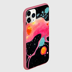 Чехол iPhone 11 Pro матовый Розовая текстура в черном, цвет: 3D-малиновый — фото 2