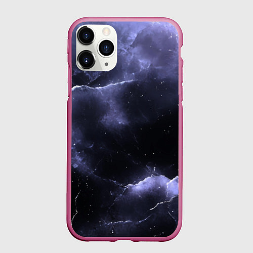 Чехол iPhone 11 Pro матовый Фиолетовая потресканная текстура / 3D-Малиновый – фото 1