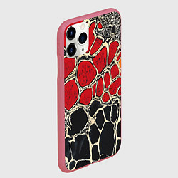 Чехол iPhone 11 Pro матовый Красно-черная текстура сетка, цвет: 3D-малиновый — фото 2