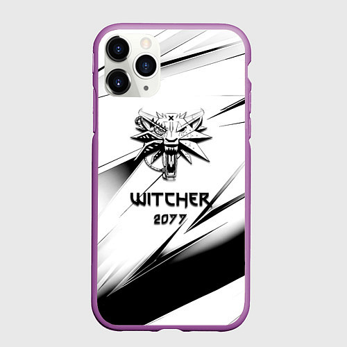 Чехол iPhone 11 Pro матовый Ведьмак stripes / 3D-Фиолетовый – фото 1