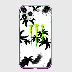 Чехол iPhone 11 Pro матовый Monster energy пальмы