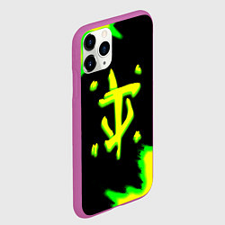 Чехол iPhone 11 Pro матовый Doom огненное лого краски, цвет: 3D-фиолетовый — фото 2