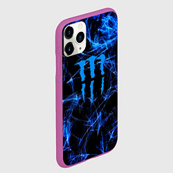 Чехол iPhone 11 Pro матовый Monster energy искры дымы, цвет: 3D-фиолетовый — фото 2