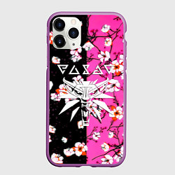Чехол iPhone 11 Pro матовый Ведьмак паттерн сакура