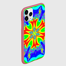 Чехол iPhone 11 Pro матовый Неоновая психоделика узор, цвет: 3D-малиновый — фото 2