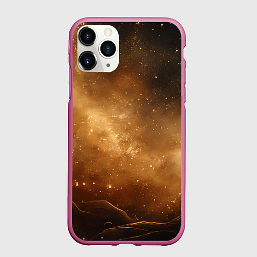 Чехол iPhone 11 Pro матовый Песочный фон со звездами / 3D-Малиновый – фото 1