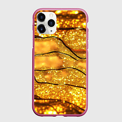 Чехол iPhone 11 Pro матовый Золотая текстура с блестками