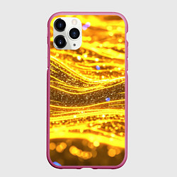 Чехол iPhone 11 Pro матовый Золотые блестящие волны