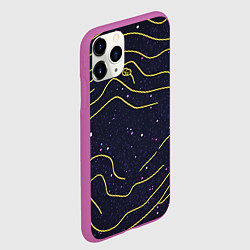 Чехол iPhone 11 Pro матовый Абстракция золотых линий текстура, цвет: 3D-фиолетовый — фото 2
