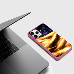 Чехол iPhone 11 Pro матовый Золотая текстура и синее небо, цвет: 3D-малиновый — фото 2