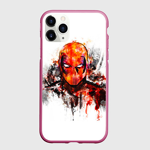 Чехол iPhone 11 Pro матовый Дэдпул краски / 3D-Малиновый – фото 1