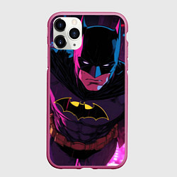 Чехол iPhone 11 Pro матовый Бэтмен в фиолетовом свете