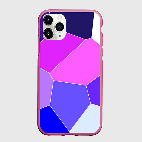 Чехол iPhone 11 Pro матовый Сине-розовый крупные фрагменты / 3D-Малиновый – фото 1