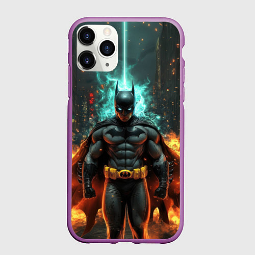 Чехол iPhone 11 Pro матовый Бэтмен эпик / 3D-Фиолетовый – фото 1